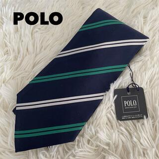ポロクラブ(Polo Club)の【新品タグ付】POLOポロ　シルク100%  ブランドネクタイ　ストライプ　紺(ネクタイ)