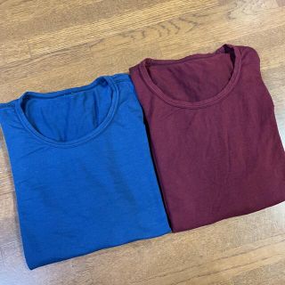 ユニクロ(UNIQLO)のユニクロ　ヒートテッククルーネックT（長袖）　Lサイズ　2枚セット(Tシャツ/カットソー(七分/長袖))