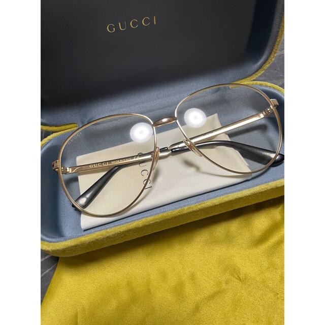 Gucci(グッチ)の正規 GUCCI アビエーター 伊達メガネ GG0138S 美品 サングラス メンズのファッション小物(サングラス/メガネ)の商品写真