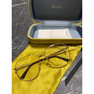 グッチ(Gucci)の正規 GUCCI アビエーター 伊達メガネ GG0138S 美品 サングラス(サングラス/メガネ)