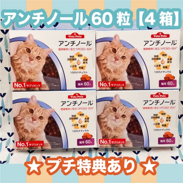 アンチノール 猫用 60粒 4箱〈おまけ付き〉猫 - woning