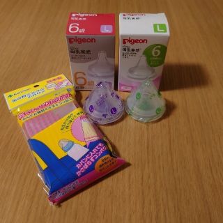 【未使用品】小分けパック、Pigeon　Lサイズ乳首(哺乳ビン用乳首)