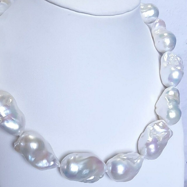 最高品質 (A016)  天然真珠 大粒 バロックパール ネックレス レディースのアクセサリー(ネックレス)の商品写真