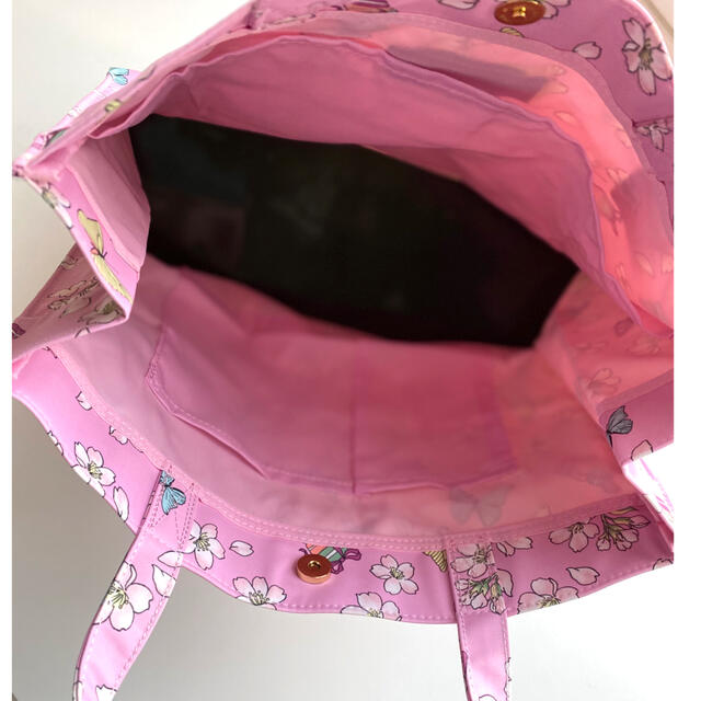LADUREE(ラデュレ)のスクレ ラデュレ 横長トートバッグ 桜 マカロン 蝶々 ピンク 未使用 レディースのバッグ(トートバッグ)の商品写真
