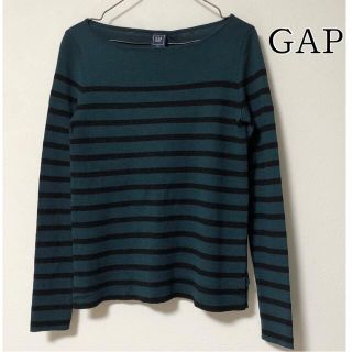 ギャップ(GAP)の美品 GAP ☆ ボーダー 厚手カットソー 長袖 ギャップ グリーン 緑(カットソー(長袖/七分))