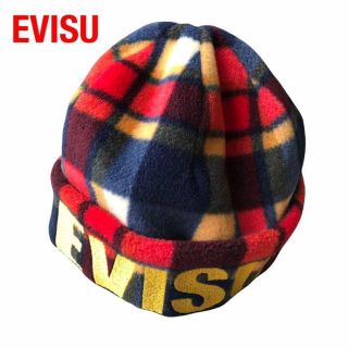 エビス(EVISU)のEVISU　エビス　エヴィス　フリース帽子　チェック　ニット帽(ニット帽/ビーニー)