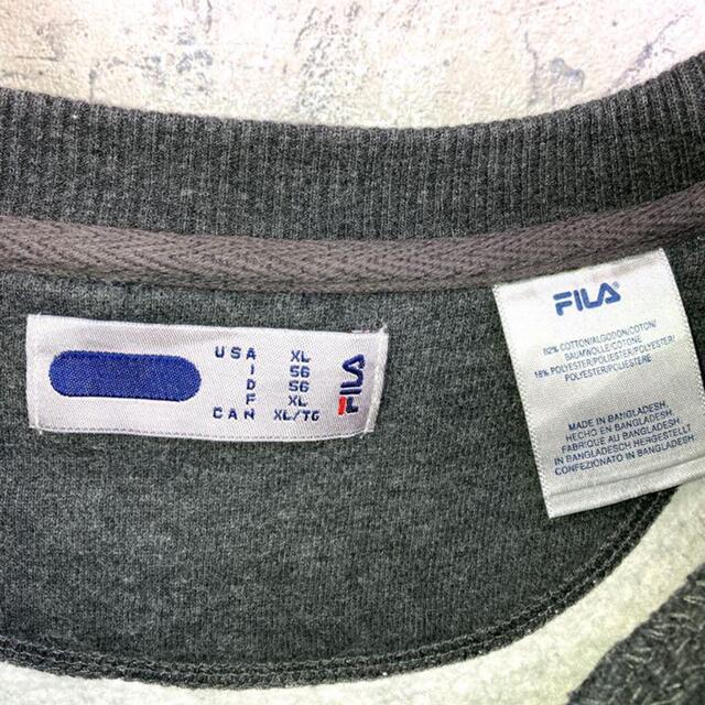 FILA(フィラ)の希少 90s フィラ スウェット 刺繍ロゴ ビッグシルエット チャコールグレー メンズのトップス(スウェット)の商品写真