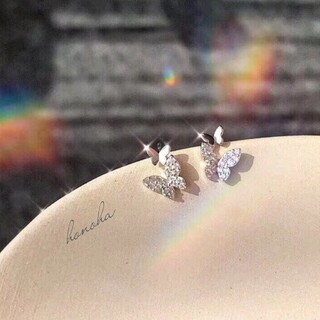 4℃ - micro pave butterflies pierce ◯s925 post