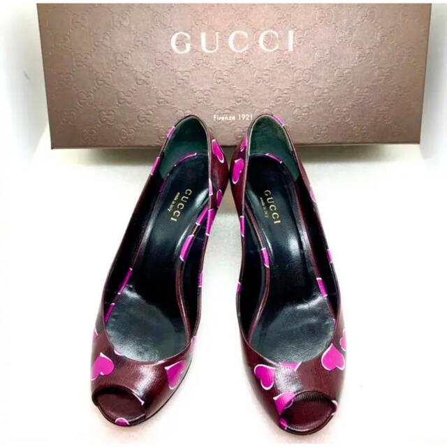 Gucci(グッチ)のGUCCI グッチ ウェッジソール ハートモチーフ レザーパンプス 22.0cm レディースの靴/シューズ(ハイヒール/パンプス)の商品写真