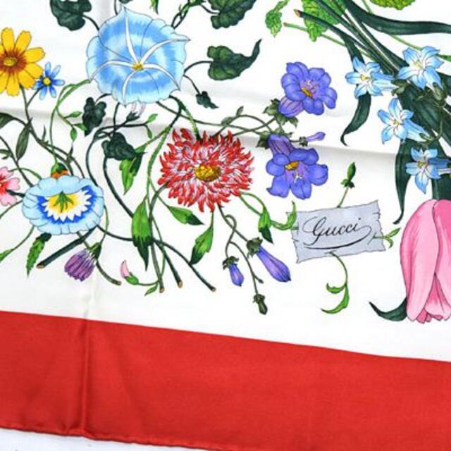 Gucci - グッチ□ヴィンテージ ロゴ入り 花柄大判シルクスカーフ