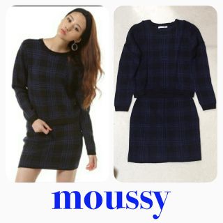 マウジー(moussy)のmoussy♡チェック柄ニットセットアップ(ミニワンピース)