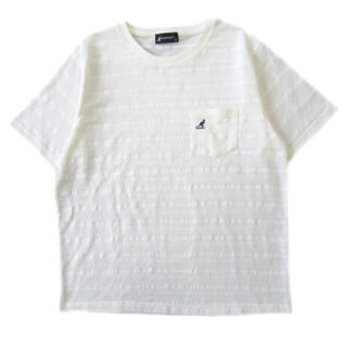 カンゴール(KANGOL)の美品 カンゴール KANGOL ロゴ 刺繍 ポケット Tシャツ L 白 ポケT(Tシャツ/カットソー(半袖/袖なし))