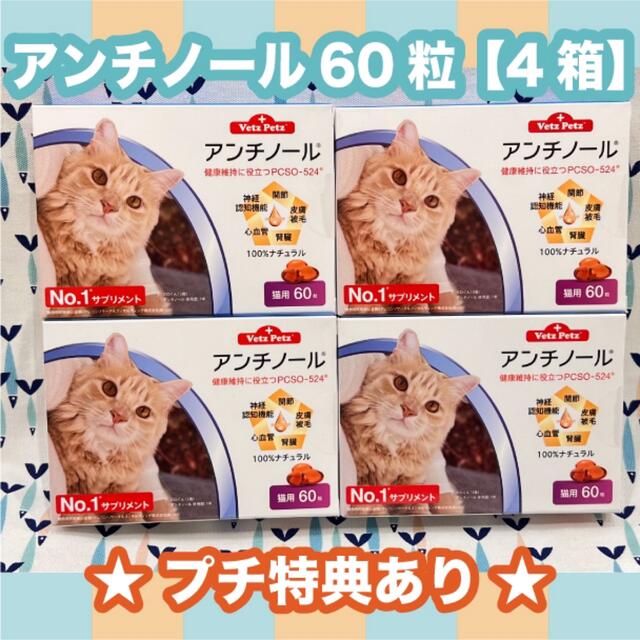 ペット用品アンチノール　猫用　60粒　4箱〈おまけ付き〉