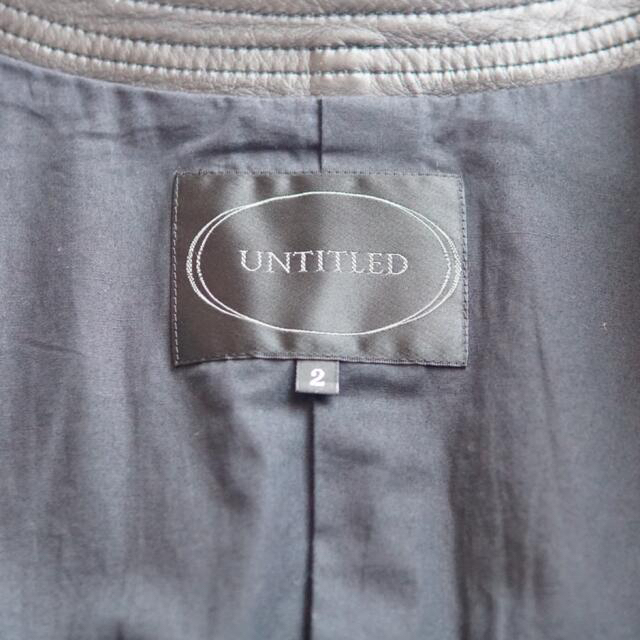 UNTITLED(アンタイトル)の美品　UNTITLED　ノーカラーレザージャケット　ジップ　サイズ2　黒 レディースのジャケット/アウター(ノーカラージャケット)の商品写真