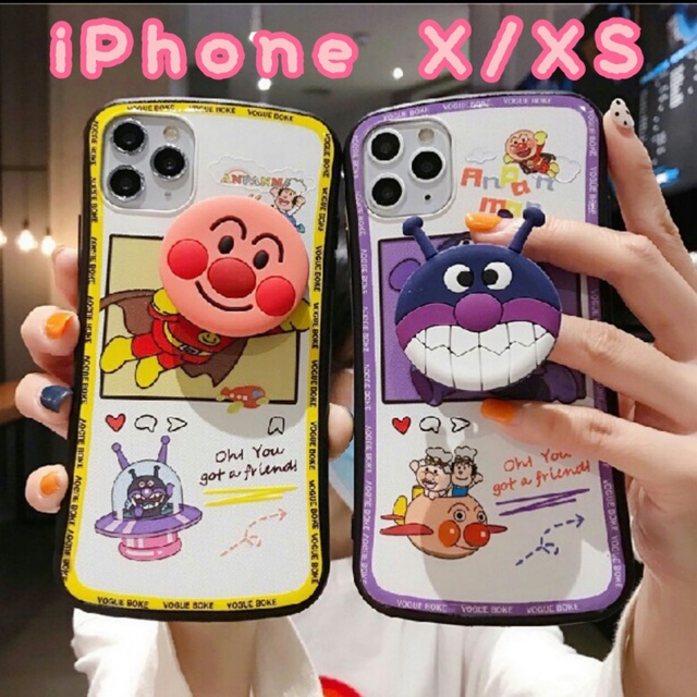 アンパンマン(アンパンマン)のiPhone X/XS  ケース & スマホグリップ       バイキンマン♡ エンタメ/ホビーのおもちゃ/ぬいぐるみ(キャラクターグッズ)の商品写真