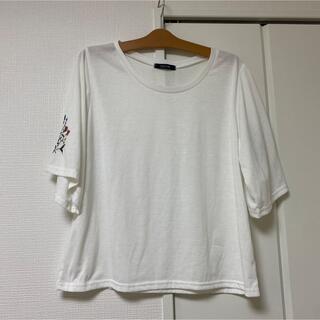 ホワイト　シャツ　4L 花柄(シャツ/ブラウス(半袖/袖なし))