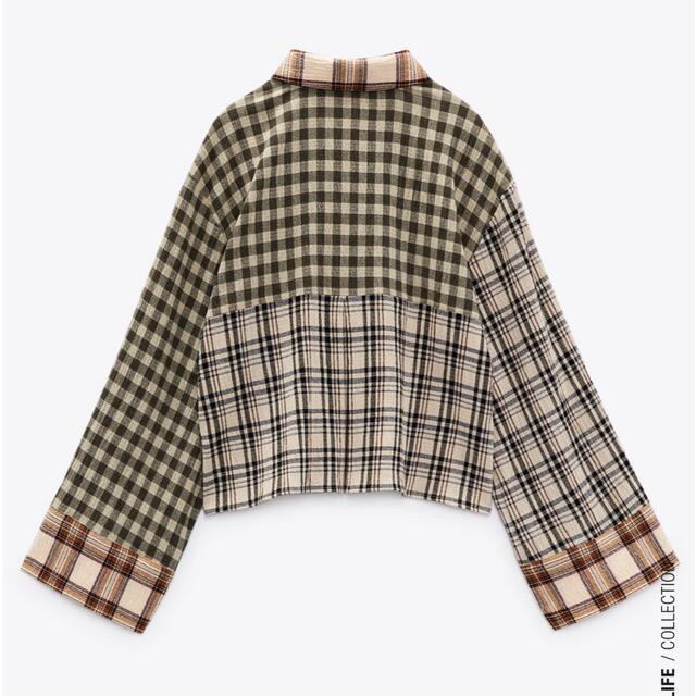 ZARA(ザラ)の【完売/新品】ZARA  チェックパッチワークシャツ　L レディースのトップス(シャツ/ブラウス(長袖/七分))の商品写真