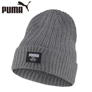 プーマ(PUMA)のプーマ ニット帽 リブクラシックビーニー　グレー(ニット帽/ビーニー)