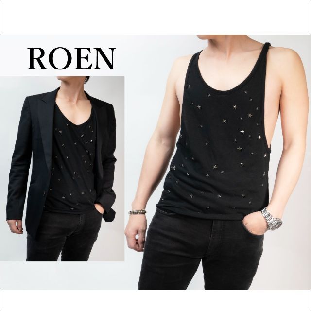 Roen(ロエン)のROEN ロエン/dis&co コラボ スタースタッズタンクトップ黒 メンズのトップス(Tシャツ/カットソー(半袖/袖なし))の商品写真