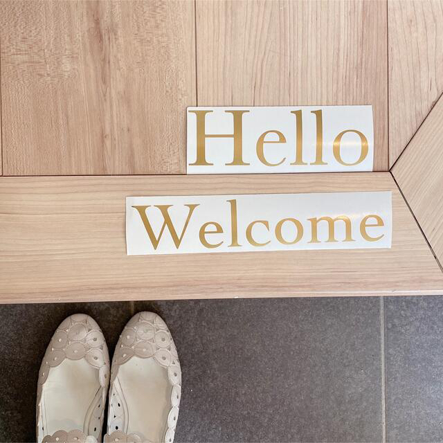 【 Welcome】真鍮風ステッカー 何処にでも貼れる ステッカー  ドアサイン ハンドメイドのインテリア/家具(その他)の商品写真