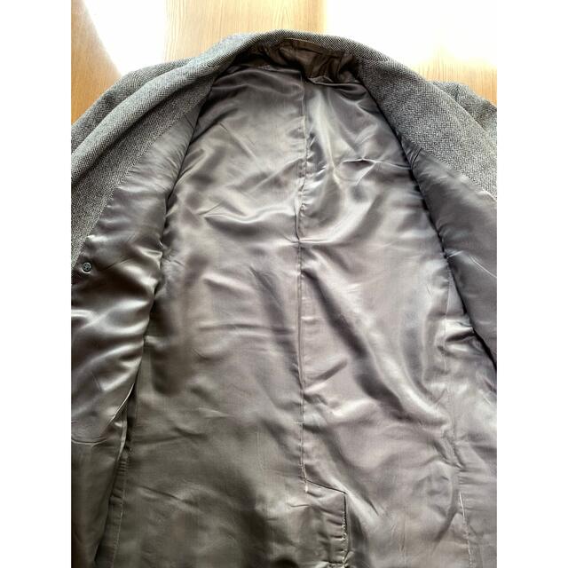 【イタリア購入】ウールツイード ダブルチェスターコート灰 グレー L メンズのジャケット/アウター(チェスターコート)の商品写真