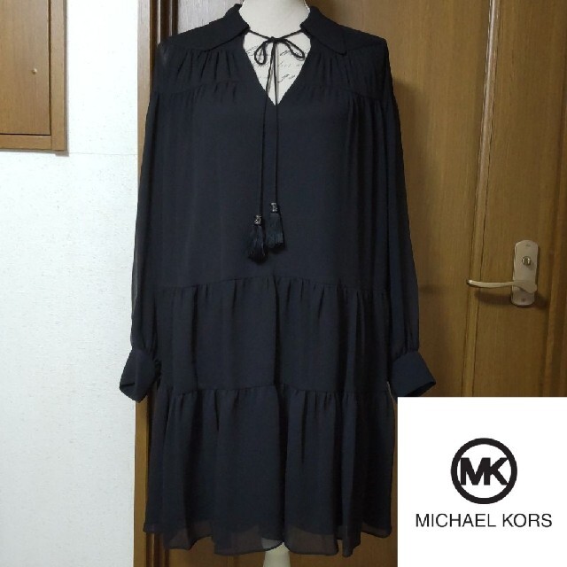 Michael Kors(マイケルコース)の新品 MICHAEL KORS マイケルコース ティアード ワンピース S 黒 レディースのワンピース(ひざ丈ワンピース)の商品写真
