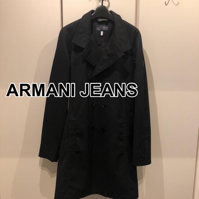 アルマーニジーンズ ARMANI JEANS ベロアトレンチコート ブラック size44 80年代 メンズ Y01066