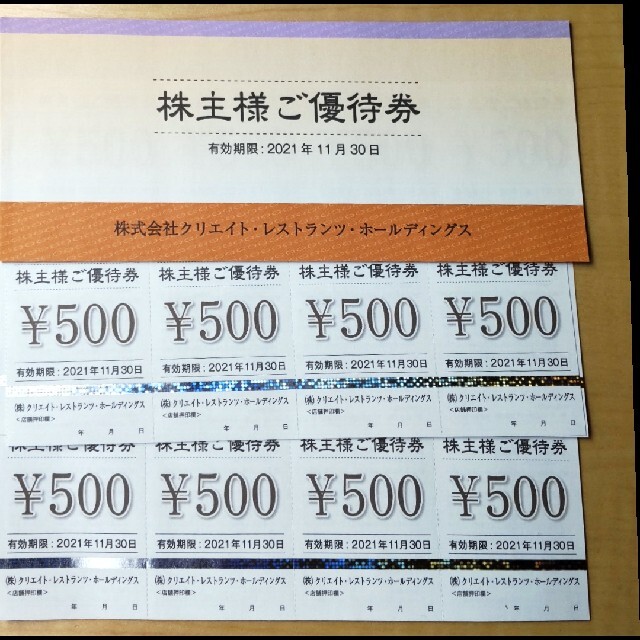 クリエイトレストランツ株主優待券20000円分 人気急上昇のタイムセール