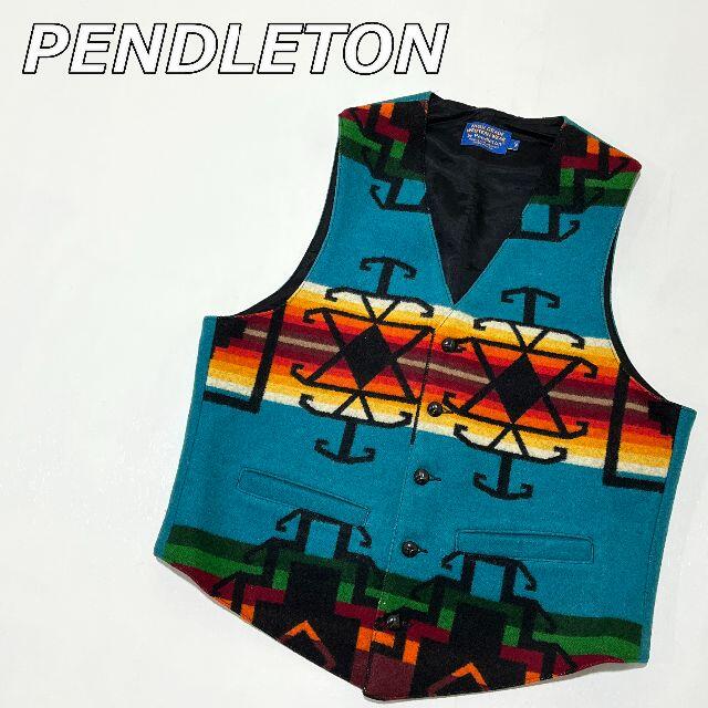 PENDLETON USA製 ネイティブ柄 ウールベスト ターコイズ