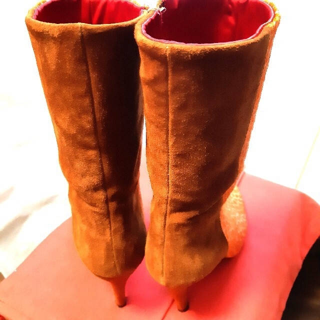 美品　ロング　ブーツ　ブーティ　ブラウン　オレンジ色　24㎝ レディースの靴/シューズ(ブーツ)の商品写真