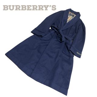 バーバリー(BURBERRY)の【カシミヤ】バーバリー　ノバチェック ホースロゴ　ガウンコート ネイビー L(その他)