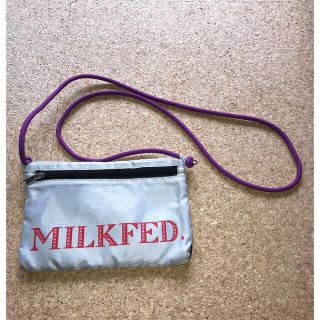 ミルクフェド(MILKFED.)のミルクフェド サコッシュ グレー　パープル　スマホ　ポーチ(ショルダーバッグ)