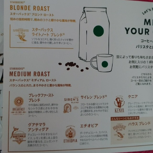 Starbucks Coffee(スターバックスコーヒー)のスタバ♡コーヒー豆＆コーヒー豆引き換えカード 食品/飲料/酒の飲料(コーヒー)の商品写真