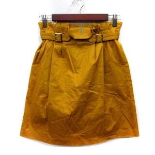 ストロベリーフィールズ(STRAWBERRY-FIELDS)のストロベリーフィールズ 台形スカート ひざ丈 ウエストマーク 黄色 イエロー(ひざ丈スカート)