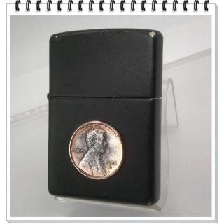 ジッポー(ZIPPO)の№888 ZIPPO 黒 コイン貼り ジッポー 【J XIV】 1998年10月(タバコグッズ)