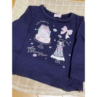 メゾピアノ(mezzo piano)のメゾピアノ トレーナー　100cm  ネイビー　ケーキ　リボン(Tシャツ/カットソー)