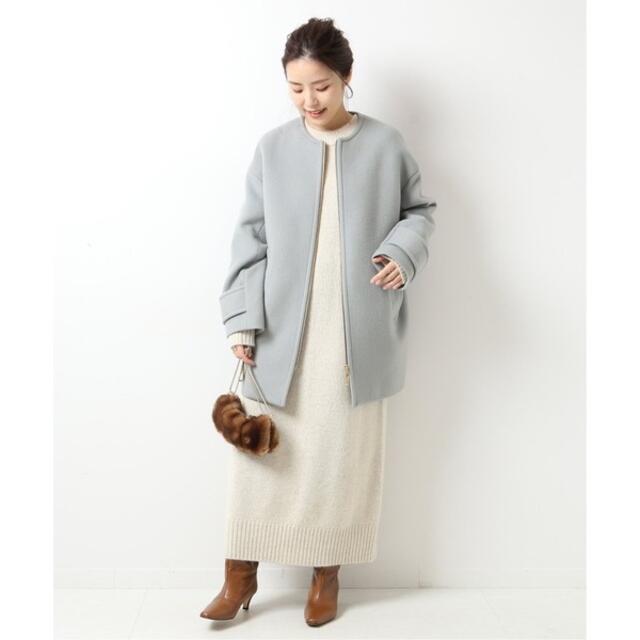 Spick & Span - spick and spanビーバーノーカラージップコート36ブルー