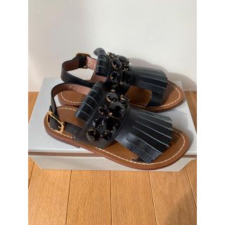 マルニ(Marni)のmarni マルニ サンダル 黒 ビジュー付きタッセル 38.5(サンダル)