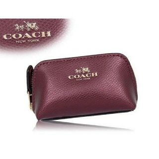 コーチ(COACH)の【新品】コーチ COACH レザー ミニポーチ　メタリックチェリー(ポーチ)