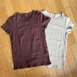 ユニクロ(UNIQLO)の【UNIQLO】リブクルーネックTシャツ(Tシャツ(半袖/袖なし))