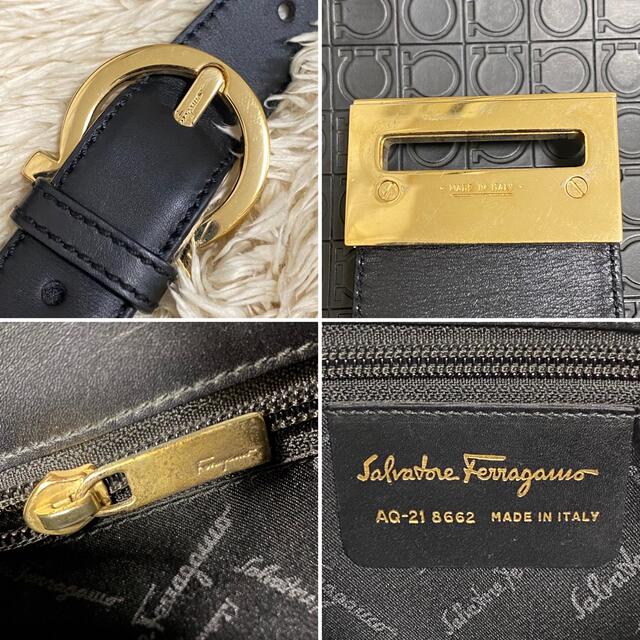 Salvatore Ferragamo(サルヴァトーレフェラガモ)の【超希少・極美品】フェラガモ ワンショルダーバッグ ガンチーニ 総柄 レザー 黒 レディースのバッグ(ショルダーバッグ)の商品写真