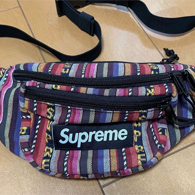 Supreme Woven Stripe Waist Bag Black - SS20 - US