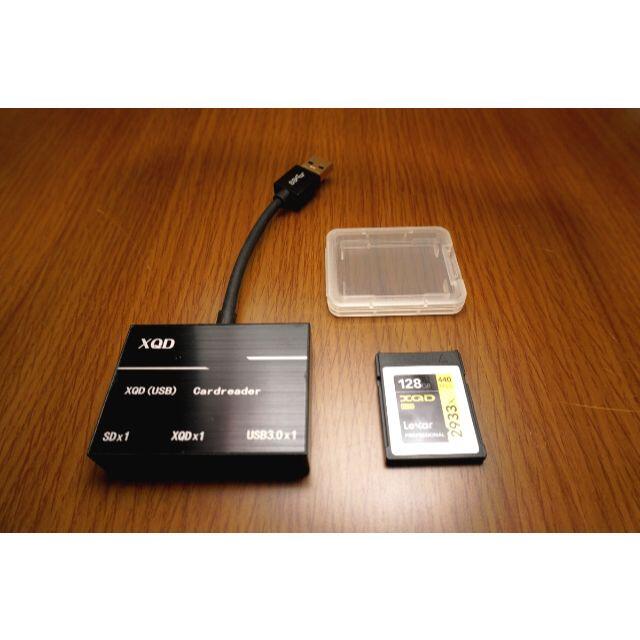 【中古】Lexar XQDカード 128GB　カードリーダーセット スマホ/家電/カメラのカメラ(その他)の商品写真