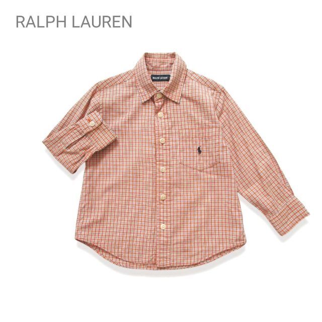 Ralph Lauren(ラルフローレン)のRALPH LAUREN ラルフローレン コットン シャツ チェック オレンジ キッズ/ベビー/マタニティのキッズ服男の子用(90cm~)(ブラウス)の商品写真