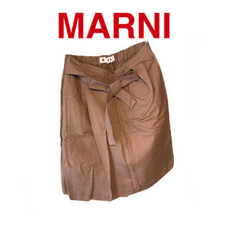 Marni - マルニ　イタリア製　ウエストゴム　リボンデザイン　膝丈スカート　ピンクブラウン