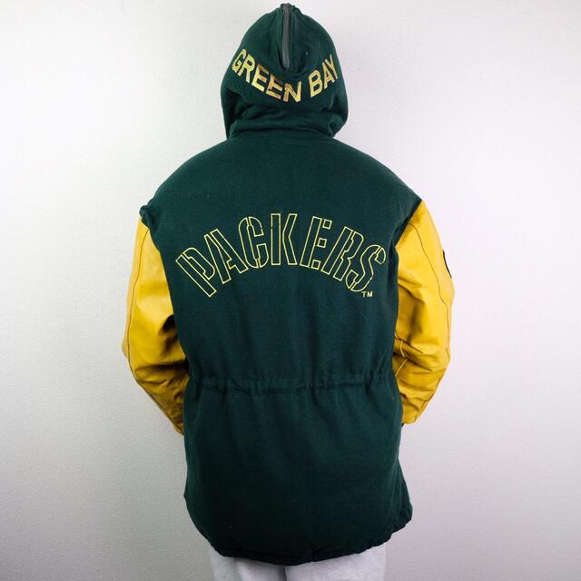 Santa Monica(サンタモニカ)の90s USA古着　NFL PACKERS スタジャン　ダッフルコート　レザー メンズのジャケット/アウター(ダッフルコート)の商品写真