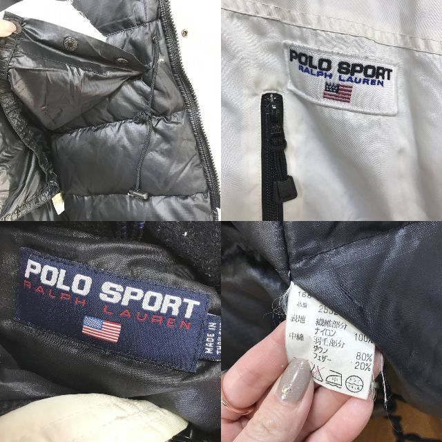 POLO RALPH LAUREN(ポロラルフローレン)のポロ スポーツ ダウンジャケット ロゴマーク ホワイト サイズM フード付き メンズのジャケット/アウター(ダウンジャケット)の商品写真