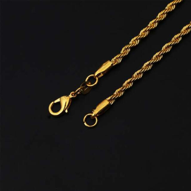 ロープチェーン ネックレス スクリュー フレンチ ゴールド 3mm 55cm S メンズのアクセサリー(ネックレス)の商品写真