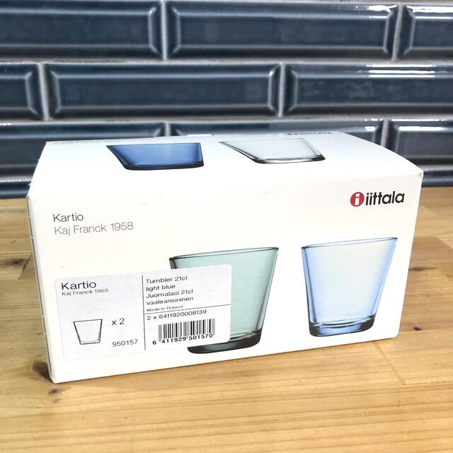 iittala(イッタラ)の★新品★ イッタラ カルティオ　グラス2個セット　廃盤色　ライトブルー インテリア/住まい/日用品のキッチン/食器(グラス/カップ)の商品写真