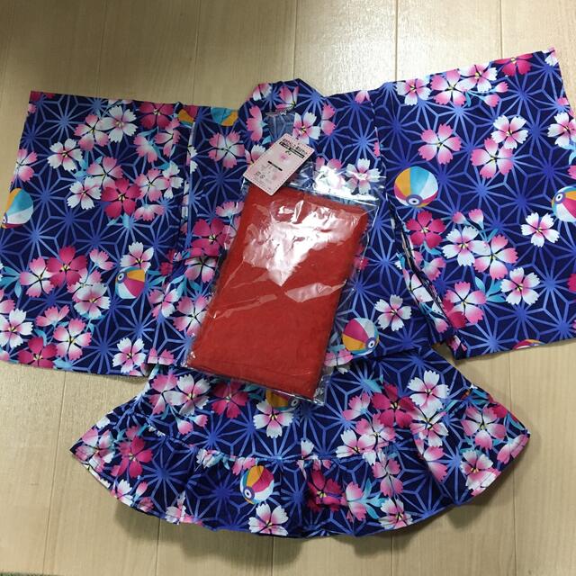 西松屋(ニシマツヤ)のゆかたドレス　帯つき　100サイズ キッズ/ベビー/マタニティのキッズ服女の子用(90cm~)(甚平/浴衣)の商品写真